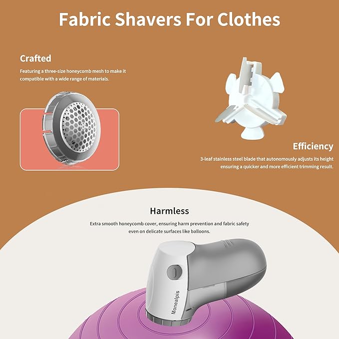 Fabric Shaver Lint Remover, Pilling and Lint Balls Removal for Sweaters, Clothes, and Furniture - Battery Operated Pill Remover