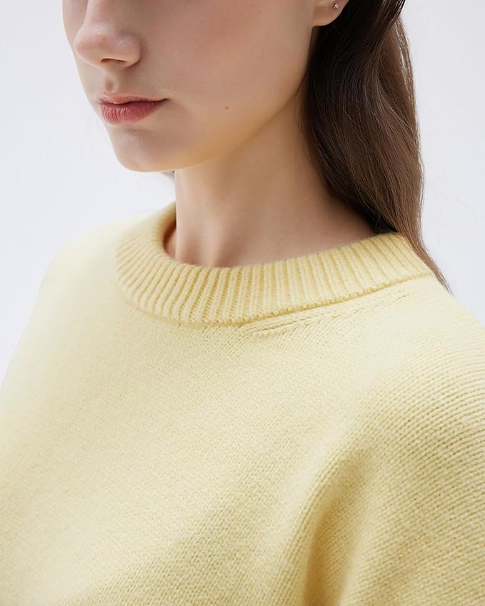 SUUKSESS Women Cashmere Blend Oversized Crew Neck Long Sleeve Pullover Sweaters