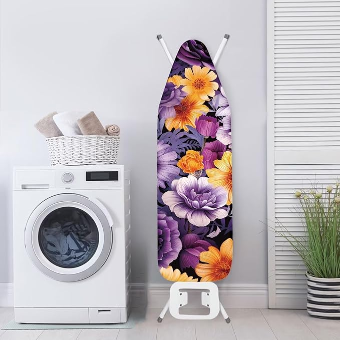 Ironing Board Cover Standard Size Stain Resistant Ironing Accessories Home Decor Durable Extra Wide Ironing Cover for Table-Colorful Flowers