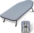 SheeChung Small Ironing Board Tabletop 12"x32",Mini Table Top Ironing Board with Heat Resistant Cover and Thick Pad,Foldable Space Saving Iron Board with Non-Slip Feet for Dorms Travel Use,Grey Blue