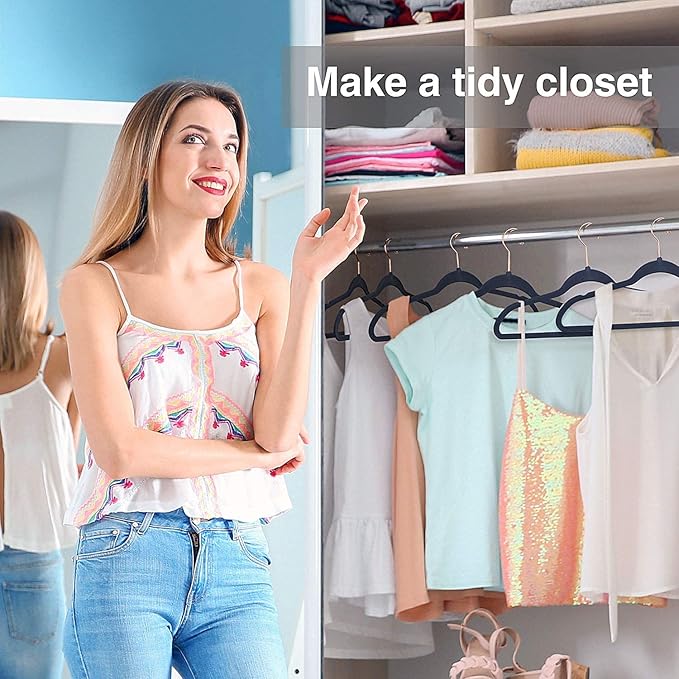 DLD Hangers Non Slip Suit Hangers 50 Pack Space Saving Clothes Hanger Non Slip Hanger Ultra Thin Adult Hanger for Coats, Suit