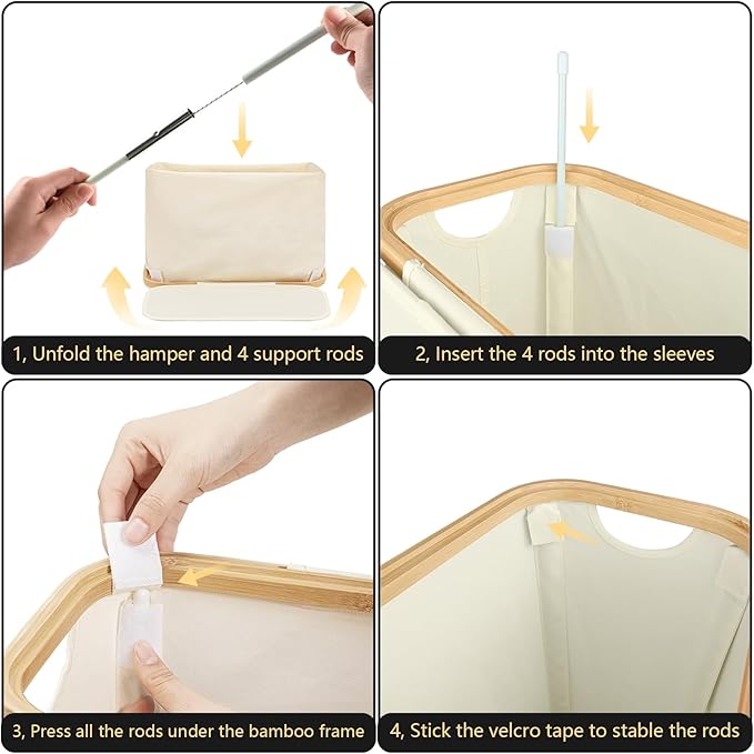 Slim Laundry Hamper with Lid - 60L Narrow Laundry Hamper with Lid, Dirty Clothes Hamper Small Hampers for Small Space, Slim Laundry Basket with Bamboo Handle (Beige)