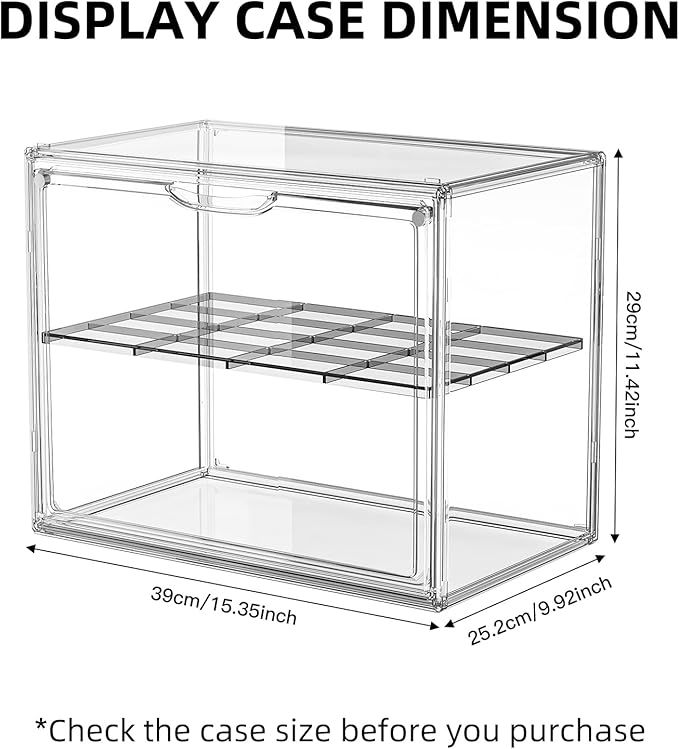 Large Acrylic Display Case for Collectibles, Stackable Hobby Blind Box Figurine Display Case with Compartment Divider for Figures, Cosmetic, Purse, Handbag, Medicine, 1 Pack