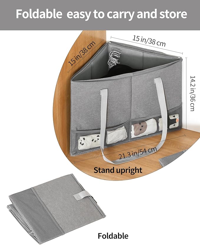 2 Pack Rigid Hanger Organizer, Triangle Storage Bin with Lid, Hanger Holder Stand for Space Saving, Clothes Organizer Stacker for Closet Laundry Rooms