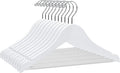Quality Hangers 80 Pack Kids Hangers 14 Inches - Junior Preteen Youth Wooden Clothes Hanger with Curved Shoulder Swivel Chrome Hook Coated Pant Bar & Nonslip Notches (White, 80)