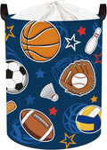 Clastyle Cartoon Sport Ball Laundry Basket Kids Clothes Book Storage Basket Gift Toy Box for Bedroom Decor,Football,36x45 cm