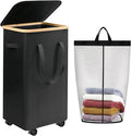 Large Laundry Hamper, 100L Laundry Basket with Handle and Removable Bag - Collapsible Clothes Basket Organizer for Laundry Room, Bedroom, Bathroom & Dorm - Black