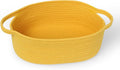 Yellow Woven Basket, 13" x 9" x 5" Baskets for Gifts Empty, Cute Cotton Rope Cat Dog Toy Bin Box, Small Woven Bin for Organizing, Yellow Room Decor, Nursery Cloth Diaper Storage Organizer