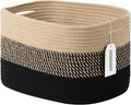 Cotton Rope Storage Basket, 15x10x9 Inches, Woven Basket for Shelves, Clothes, Towels, Books, and Laundry, Gradient Black/Brown (1 Pack)