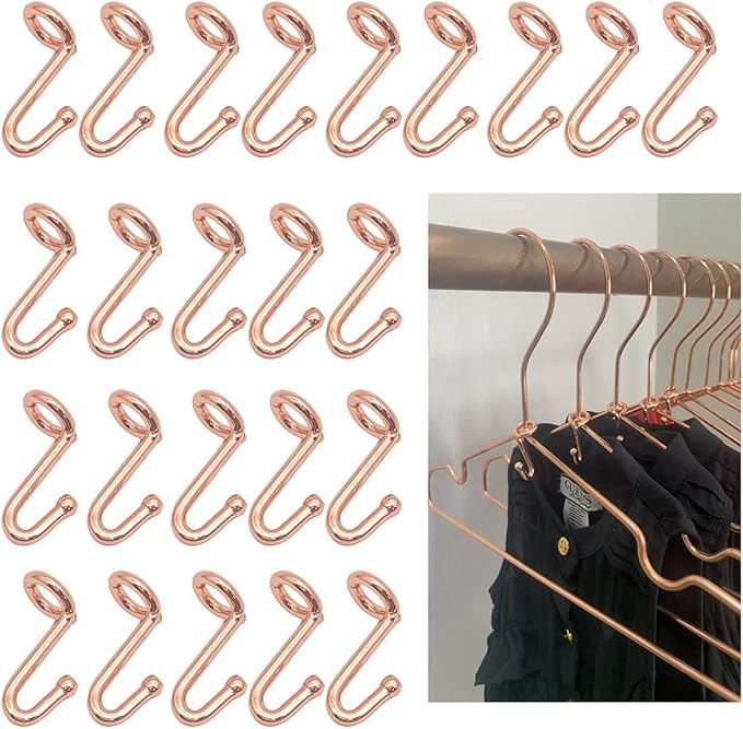 Clothes Hanger 72Pcs Connector Hooks Stable Hanger Rose Gold Metal Outfit Hangers Extender Clips Mini Cascading Hanger Hooks
