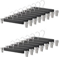 Tosnail 15 Pack 14-Inches Natural Wooden Hangers Skirt Pants Clothes Hangers with Clips Jeans Hangers - Black