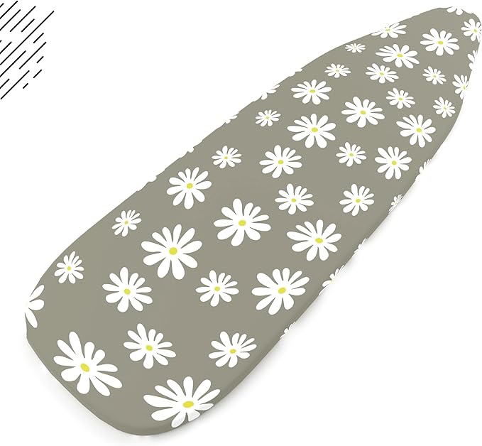 Encasa XO Ironing Board Cover and Pad 54"x18" - Thick 3mm Felt Padding, Drawstring Tightening & Lock, Easy Fit, Scorch & Stain Resistant, Fits X-Large Ironing Board - Daisy Grey