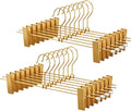 Gold Pants Hangers with 2-Adjustable Clip,Skirt Hangers Metal Clip Hanger for Clothes Shorts Trouser