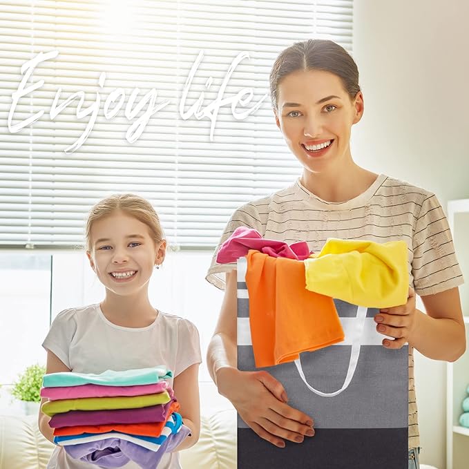 8 Pcs 75 L Large Laundry Basket Organizer bulk Collapsible Tall Waterproof Laundry Hamper Bag with Easy Carry Handles Freestanding Clothes Hamper Storage Basket for Toys Clothes Room, Gradient Grey