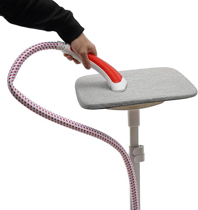 Standing Garment Steamer,Steamer for Clothes,1350W Fabric Steamer Standing Clothes Steamers with Ironing Board, Adjustable Rod & 1.6L/0.42gal Water Tank Wrinkle Remover Heats in 45 Seconds (Red)