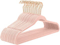 Premium Velvet Clothes Hangers, Heavy Duty Study Black Hangers for Coats, Suit & Dress - Non Slip Clothes Hanger Set (50, Pink/Rose Gold)