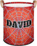 Spider Wed Personalized-Laundry-Hamper-Basket for Kids Custom Name Collapsible Storage Organizer Bin Dirty Clothes Toys Hamper for Boys Nursery in Laundry, Bedroom, Bathroom Red