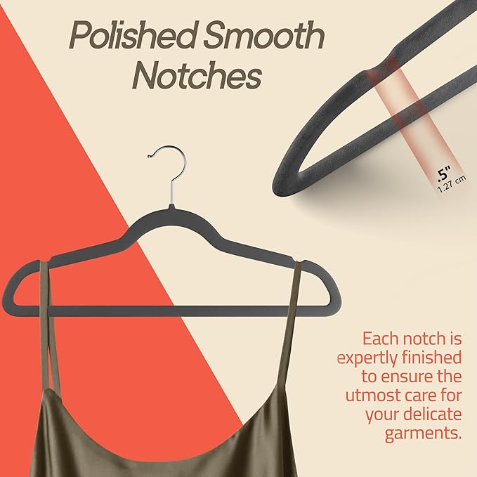 Gray Velvet Hangers 150 Pack – 360° Swivel Hook, Non-Slip and Space Saving Hangers, Heavy-Duty 11 lbs Weight Capacity - Smooth Velvet Finish for Crease-Free Clothes and Effortless Closet Organization
