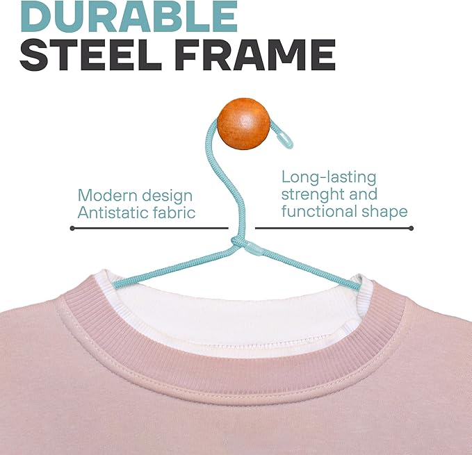 10-Pack of Fabric-Wrapped Metal Hangers Features a Strong Metal Frame, Soft Fabric Coating, Non-Slip Design, preventing Damage, and Providing Secure, Space-Saving Garment Storage. (Blue)
