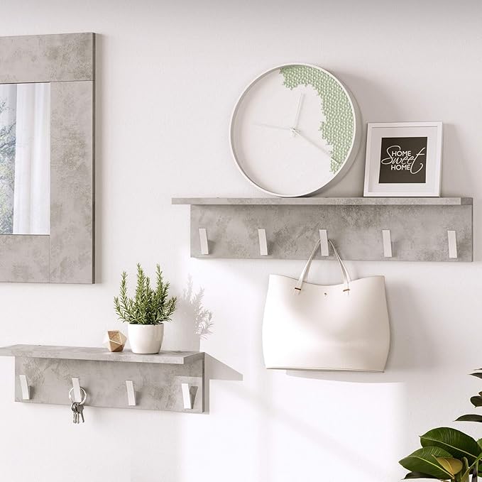 Mobili Fiver, Wall coat hanger, Rachele, 15.74 in, Matt White, Made In Italy