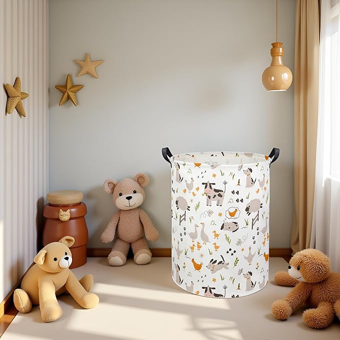 Baby Laundry Basket Kids Hamper Toy Storage Bin for Boys Room Decor Baby Nursery Hamper Gift Baskets for Bedroom Bathroom(Farm)