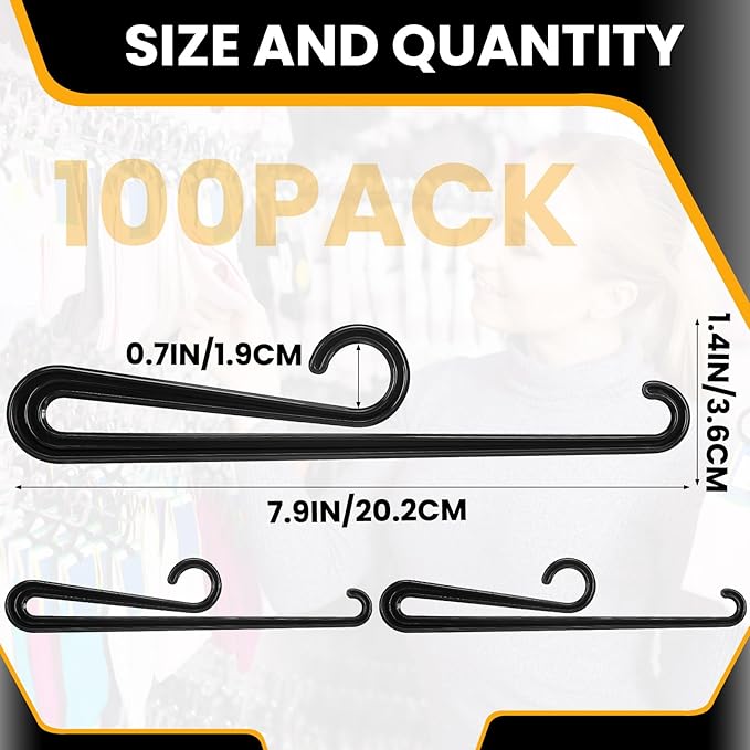 100 Pcs Plastic Scarf Hanger with Curved Bar 7.9" Scarf Display Hooks Hangers Retail Scarf Hanger Black Short Neck Hangers for Boutiques Shops and Vendor Shows Scarf Tights Leggings