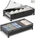 KITHELP Under Bed Storage Containers with Wheels, 2 Pack Underbed Shoe Storage Organizer with Removable Lids, Large Rolling Under Bed Storage Dresser Drawers for Clothes Toys Shoes Blankets