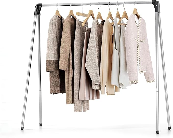 TOOLF Clothes Drying Rack Foldable, Laundry Drying Rack Stainless Steel, Portable Clothes Rack, Drying Rack for Clothing, Indoor Outdoor, Free-Standing, Large Capacity