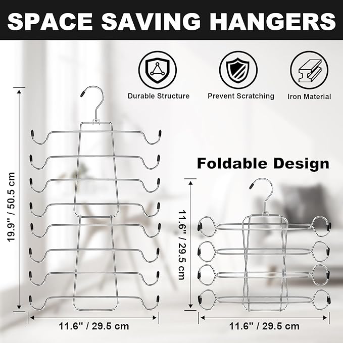 POZEAN Tank Top Hanger 4 Pack, Space Saving Bra Hangers, Non-Slip Closet Organizers and Storage for Camisoles Swimsuits Scarves Ties Strappy Dress