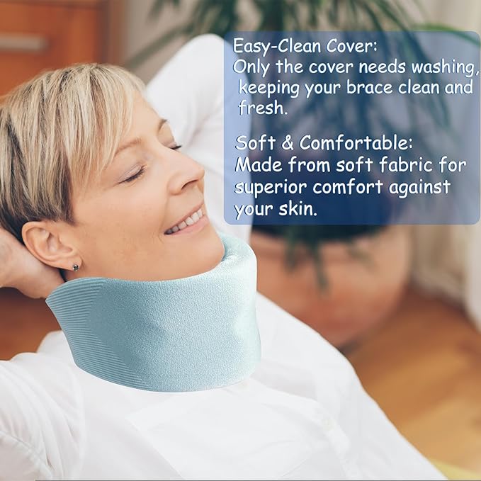 4PCS Neck Brace Cover Cervical Collar Dust Cover Sleeve for Women and Men Soft & Comfortable for Sleeping Working Breathable (Blue+Beige)