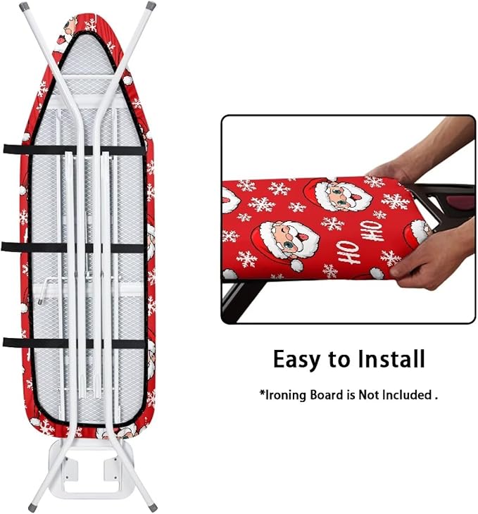 Santa Claus Ironing Board Cover and Pad Stain Resistant Xmas Decor Resist Scorching Cover for Ironing Board 54x15 inches