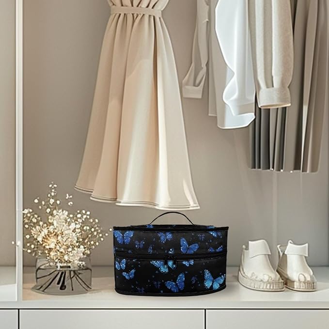 Fantasy Blue Butterfly Print Steam Iron Case Portable Travel Iron Organizer Handheld Steamer Holder with Handle Waterproof Travel Case Iron Accessories, Case Only