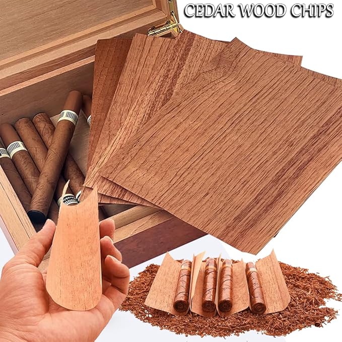 Spanish Cedar Wood Sheets for Cigars (30 Pack) - Premium Humidor Accessories, Veneer Lumber Strips Fits All Tubes/Jars/Boxes, Divides & Enhances Cigar Aroma