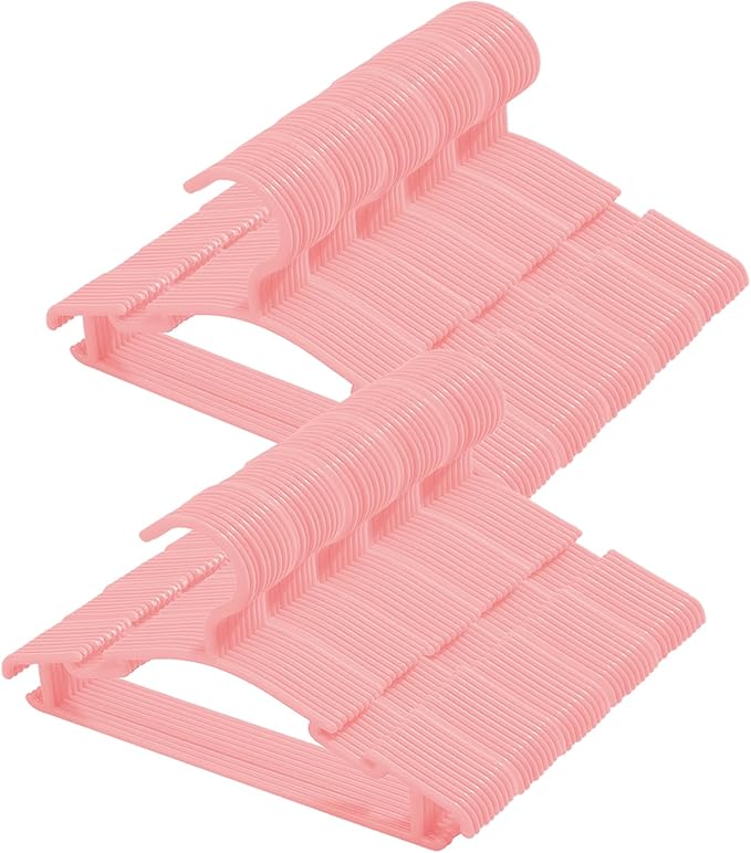 100 Pack Pink Baby Clothes Hangers,Kids Plastic Hangers for Closet,Toddler,Infant,Child,Newborn's Coat Hangers Ideal for Laundry and Nursery's Everyday Standard Use