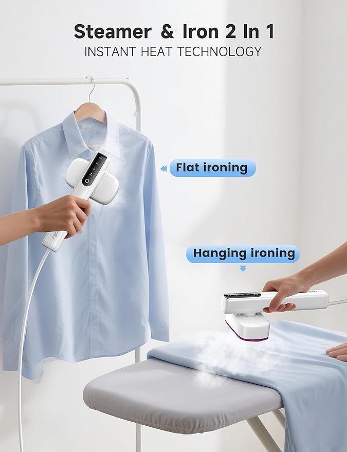 Travel Steamer for Clothes, Portable Handheld Design, Clothing Wrinkles Remover, Strong Penetrating Steam, 1200W Powerful 2 In 1 Steamer & Iron, 100ml Big Capacity