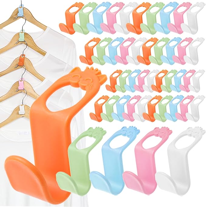 SLMT Space Saving Hanger Extender Hooks - 100PCS, Fits Plastic, Velvet, Wooden, Wire & Heavy Duty Hangers - Closet Organizer