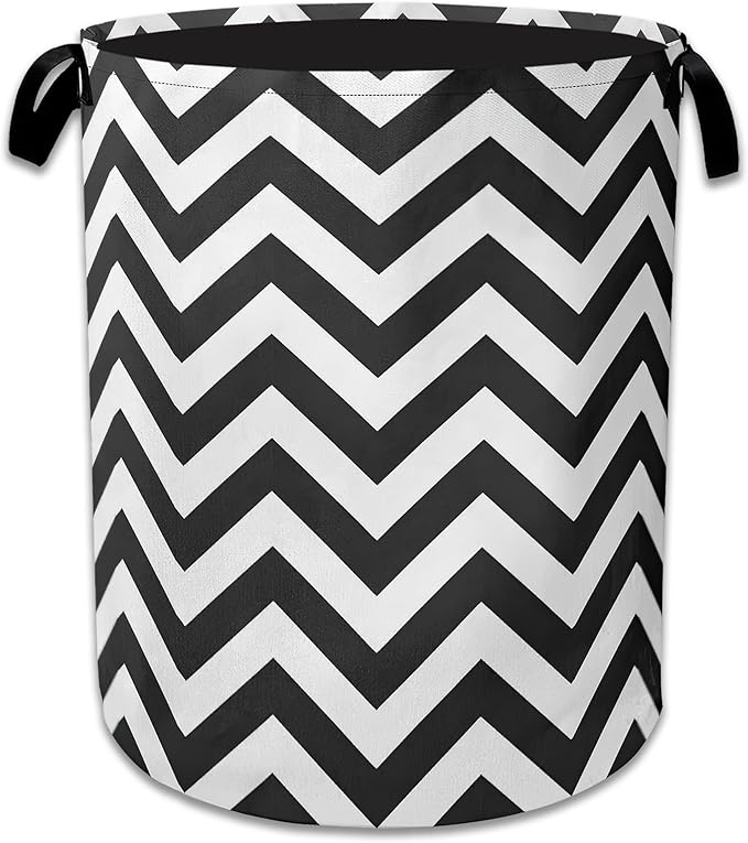 Black Lines Geometric Laundry Basket Collapsible Laundry Hamper Oxford Clothes Toy Storage Bin for Bathroom Bedroom Room Decor 16 X 20.8 Inch
