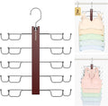 HOUSE DAY Tank Top Hanger, Dual-Row 5 Tier Space Saving Bra Hanger, Premium Lotus Wood Non-Slip Hangers with 360° Swivel Hooks, Closet Organizer for Sports Bras & Tank Tops, Cami (Mahogany 2 Pack)