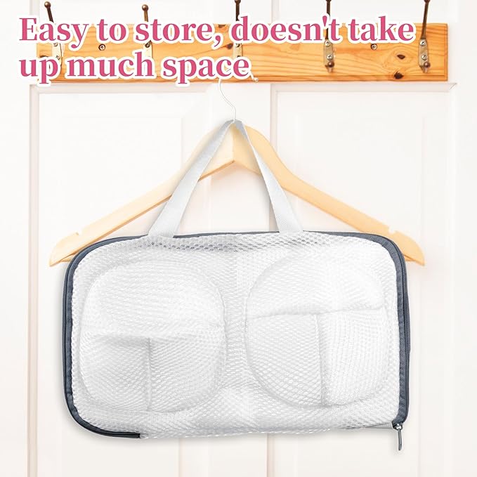 2Pcs Bra Wash Bag Lingerie Bag Lingerie Brassiere Wash Bags Bra Washer Protector for Washing Machine Delicates Underwear Storage Bag Bras Organizer(Grey)
