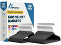 Black Velvet Kids Hangers 50 Pack, 10.83" Non-Slip Baby & Toddler Hangers for Clothes, Space-Saving Slim ABS Plastic with 360° Swivel Hook & Notched Shoulders, Up to 10 lb Capacity