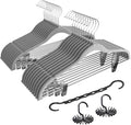 VECELO Premium Velvet Clothes Hangers Suit with Metal Clips (20 Pack)-Non Slip & Space-Saving with 1 Magic Hangers & 2 Tie Rack Excellent for Men and Women