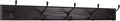 Wooden Mallet 5 Hook Coat Rack, Black Hooks, Black