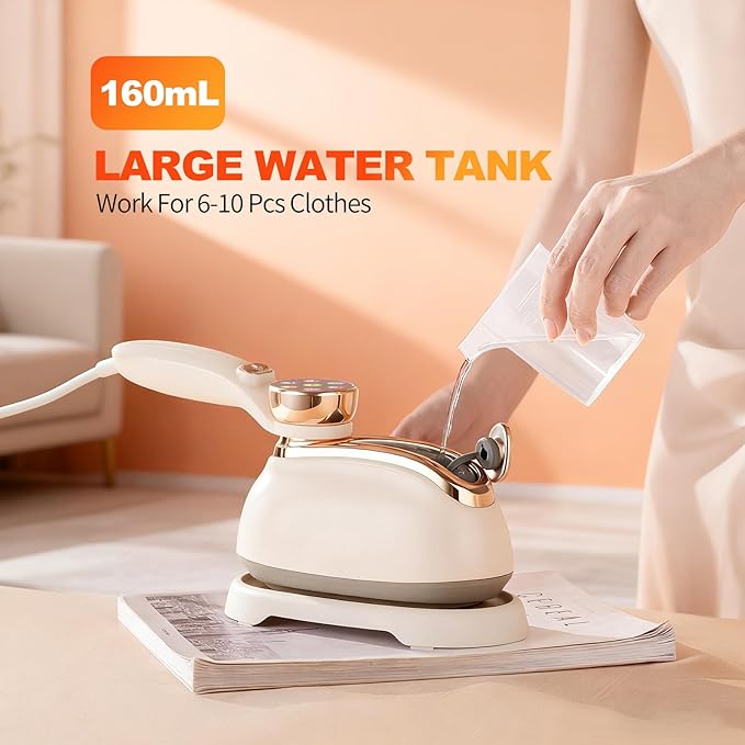 Travel Steamer for Clothes, 1200W Handheld Fabric Steamer for Clothes, 6 Modes with LCD Display, Powerful Wrinkle Remover for Home & Travel, 160ml Water Tank, 10S Fast Heat-Up, White, 1 Piece
