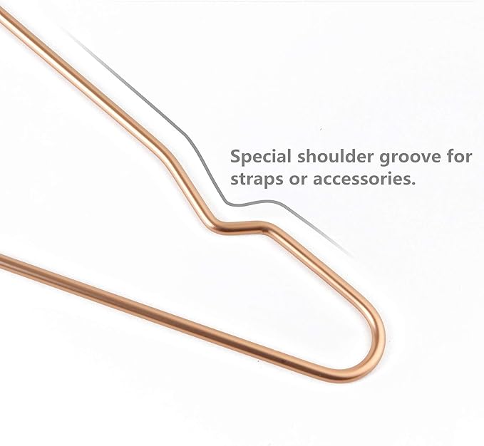 17 Inch Metal Clothes Hanger 20 pack, 4.0mm Heavy Duty Shirt Blouse Hanger for Coat Suit Bridal Boutique, Space Saving Slim Wire Hanger for Camisole Trousers Wedding Dress（Matte Rose Gold）