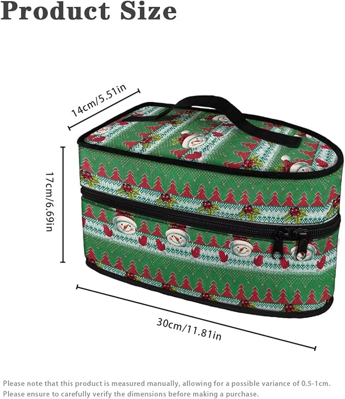 Christmas Tree Snowman Iron Storage Case with Zipper Closure Reusable Wear-resistant Iron Case Storage Fits for Home Outdoor