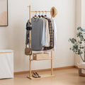 Clothes Rack Solid Wood Coat Rack with Shelves and Hooks – Garment Clothing Rack Coat Rack with Storage for Hallway, Bedroom, Living Room, 23.6 inch, Nature