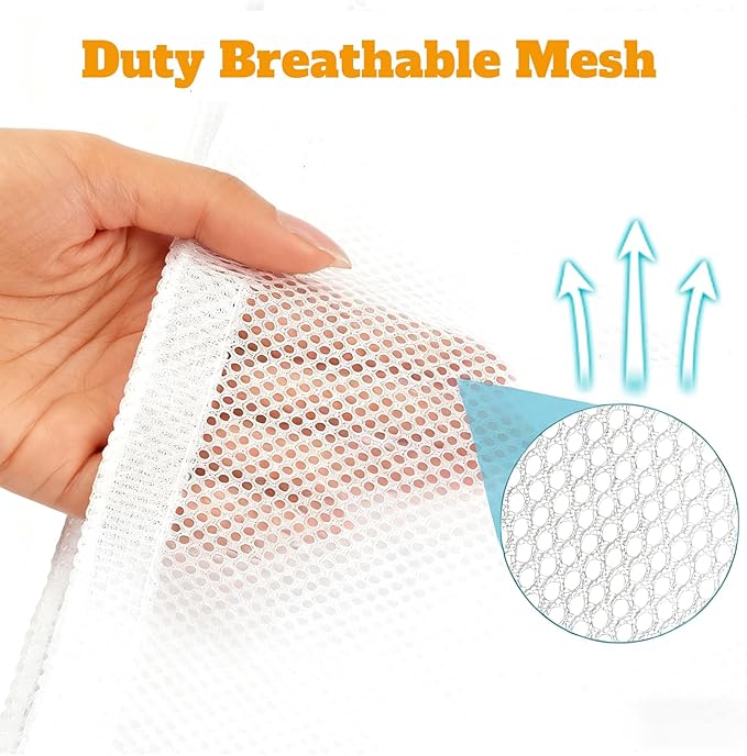 3 Pcs Mesh Laundry Bags Breathable Delicates Protect - Large Heavy for Protect Clothes in Washing Machine Travel Dorm Sports Family White 23 x 34 Inches