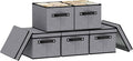 Storage Bins with Lids, 10.2×7.8×6.7 Inch Closet Organizers for Shoes Towels Books, Storage Boxes with Handles, Gray, 5-Pack
