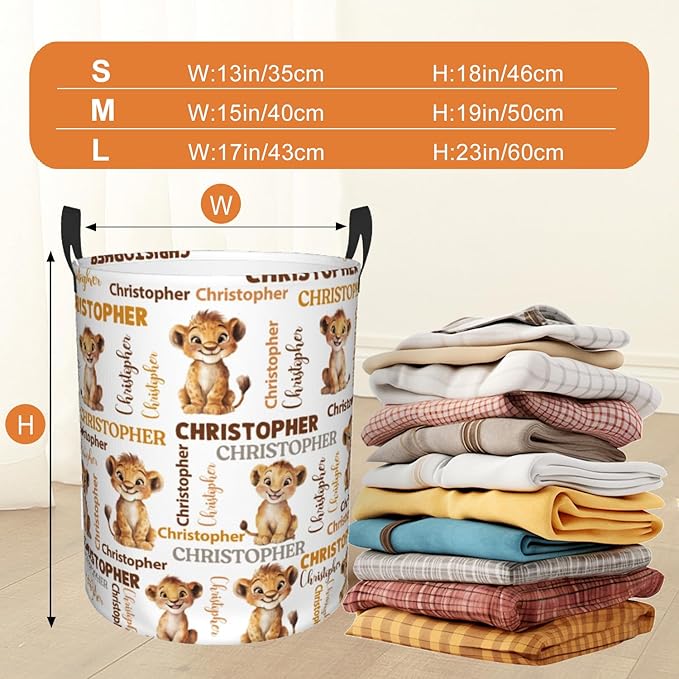 Custom Name Laundry Hamper, Personalized Laundry Basket with Name for Baby Boys Girls, Customized Collapsible Dirty Clothes Hamper Storage with Handles for Bedroom Bathroom Dorm Room Decor