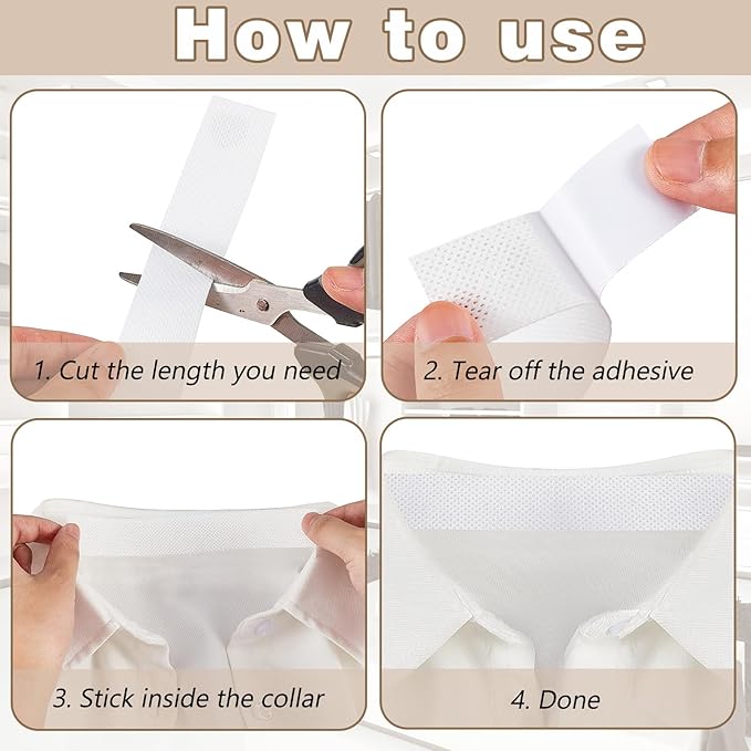 Jecery 2 Rolls 2 Rolls Sweat Pads Collar Protectors for Men Shirts, Disposable White Shirt Neck Tape, Dress Hat Collar Self Adhesive Invisible Liner Patch Against Sweat Stain (0.98 Inch,1.18 Inch)